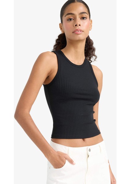 Slim Fit Dar Kesim Halter Yaka Fitilli Kaşkorse Atlet A8859AX25AU