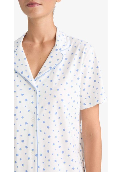 Pijama Takımı Regular Fit Desenli Kısa Kollu Üst Uzun Alt-Fall in Love F7547AX25AU