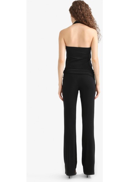 Flare Fit Normal Bel Bağlamalı Standart Boy Pantolon