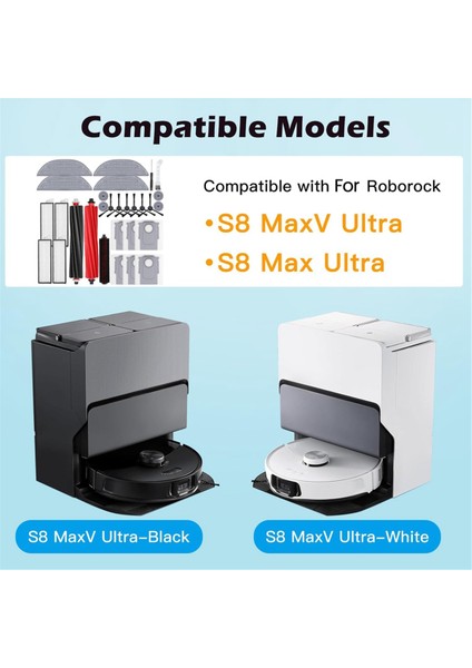 Roborock S8 Maxv Ultra Robot Vakum Süpürücü Ana Yan Fırçalar Hepa Filtreler Paspas Pad Torbaları Yedek Aksesuarlar (Yurt Dışından) modelleri