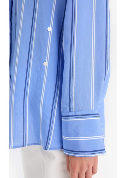 Regular Fit Modal Çizgili Uzun Kollu Gömlek F8315AX25AU