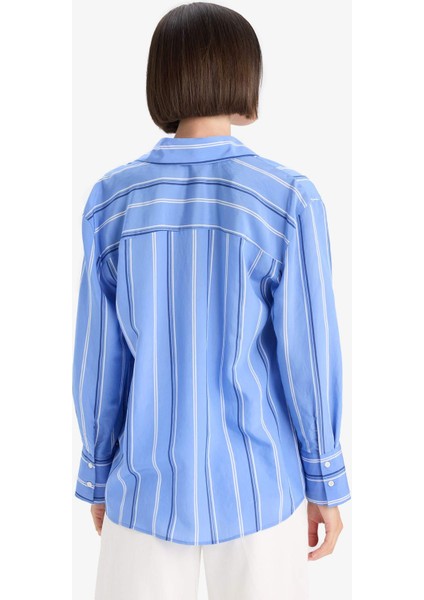 Regular Fit Modal Çizgili Uzun Kollu Gömlek F8315AX25AU