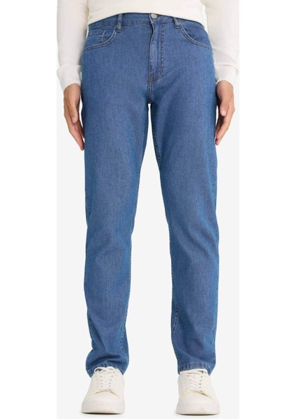 %100 Pamuk Tapered Fit Daralan Paça Jean Pantolon F8016AX25AU