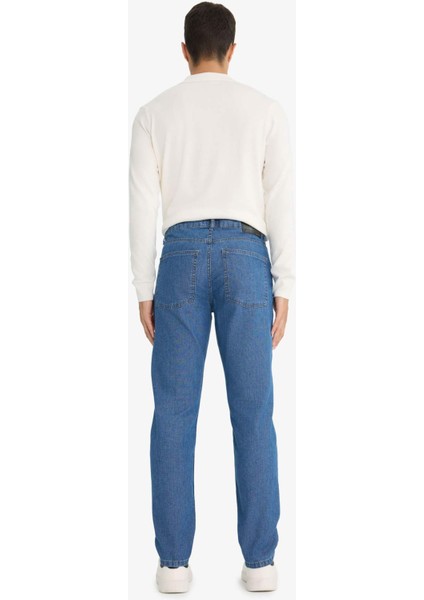 %100 Pamuk Tapered Fit Daralan Paça Jean Pantolon F8016AX25AU