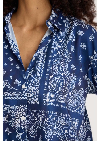 Regular Fit Şal Desenli Plaj Gömleği F8334AX25HS