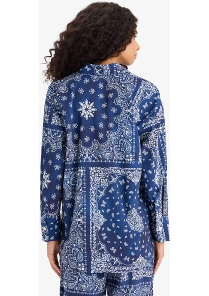 Regular Fit Şal Desenli Plaj Gömleği F8334AX25HS