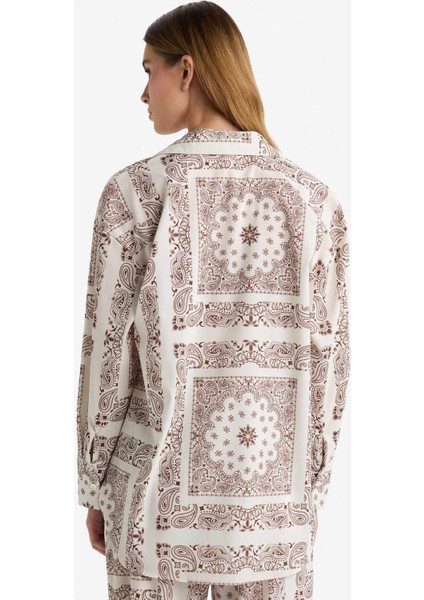 Regular Fit Şal Desenli Plaj Gömleği F8334AX25HS