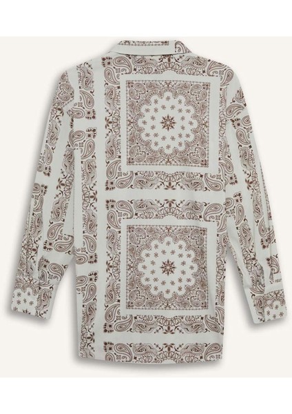 Regular Fit Şal Desenli Plaj Gömleği F8334AX25HS