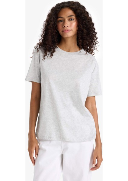 Regular Fit Bisiklet Yaka Basic Düz Penye Kısa Kollu Tişört W9584AZ25AU