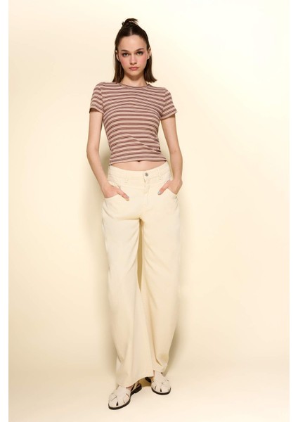 Baggy Fit Normal Bel Gabardin Pantolon F8204AX25AU