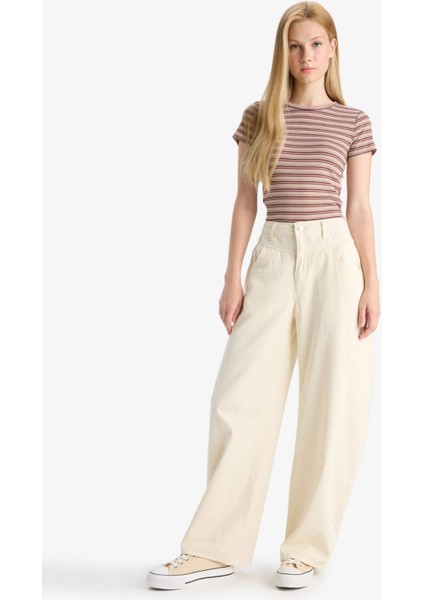 Baggy Fit Normal Bel Gabardin Pantolon F8204AX25AU