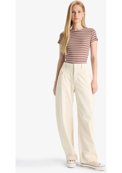 Baggy Fit Normal Bel Gabardin Pantolon F8204AX25AU