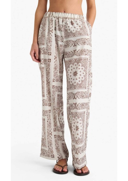 Regular Fit Şal Desenli Plaj Pantolonu-Fall in Love F8336AX25HS