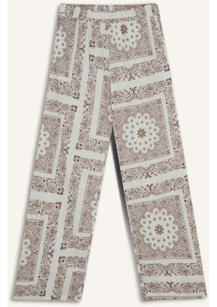 Regular Fit Şal Desenli Plaj Pantolonu-Fall in Love F8336AX25HS