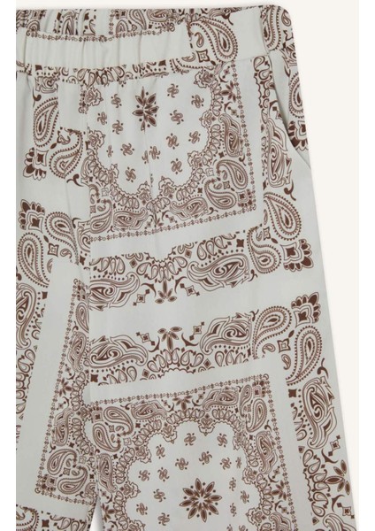 Regular Fit Şal Desenli Plaj Pantolonu-Fall in Love F8336AX25HS