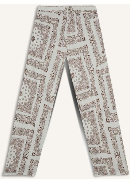 Regular Fit Şal Desenli Plaj Pantolonu-Fall in Love F8336AX25HS