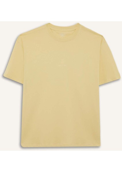 %100 Pamuk Boxy Fit Rahat Kesim Bisiklet Yaka Sırt Baskılı Kısa Kollu Tişört F8328AX25AU