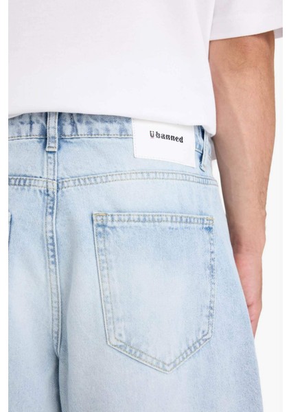 %100 Pamuk Baggy Fit Jean Bermuda Şort F7910AX25HS