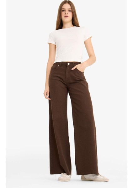 Wide Leg Normal Bel Standart Boy Gabardin Pantolon E4381AX25AU