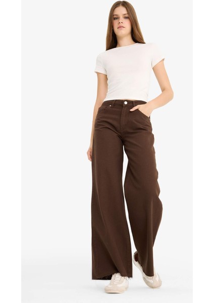 Wide Leg Normal Bel Standart Boy Gabardin Pantolon E4381AX25AU