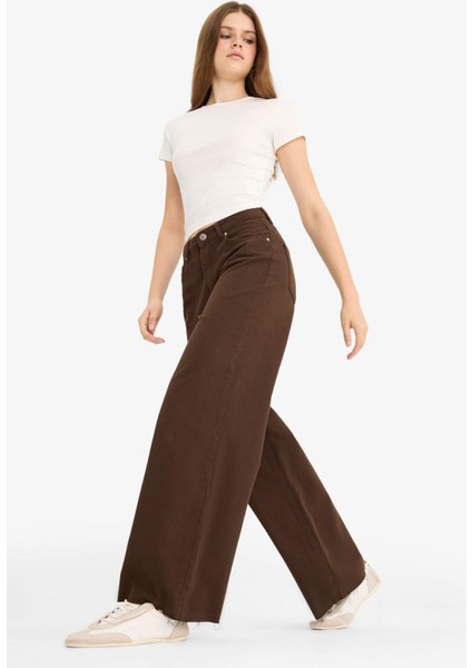 Wide Leg Normal Bel Standart Boy Gabardin Pantolon E4381AX25AU