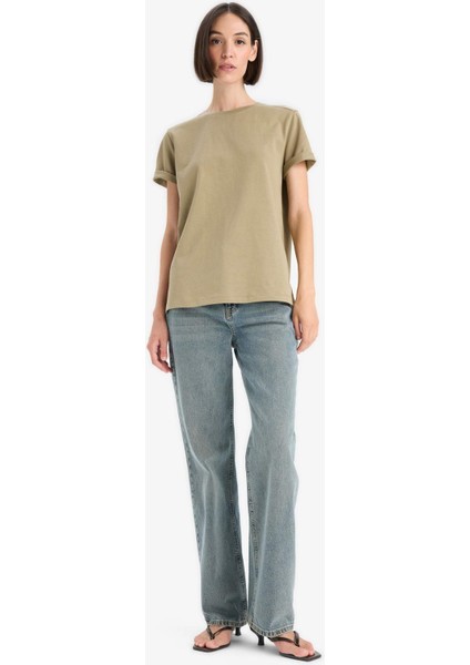 Regular Fit Bisiklet Yaka Basic Düz Premium Kısa Kollu Tişört A9428AX25AU