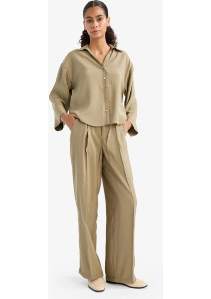 Wide Leg Yüksek Bel Geniş Paça Modal Pantolon F7637AX25AU