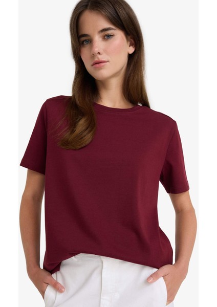 Regular Fit Bisiklet Yaka Basic Düz Premium Kısa Kollu Tişört A9428AX25AU