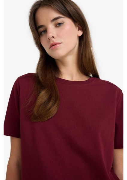 Regular Fit Bisiklet Yaka Basic Düz Premium Kısa Kollu Tişört A9428AX25AU