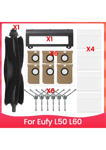 Eufy L50, L60 Robot Vakum Aksesuarları Kiti, 1 Silindir Fırça, 4 Filtre, 6 Yan Fırça, 6 Kanal Torbası, 1 Rollin Fırça Koruma (Yurt Dışından) indirimleri