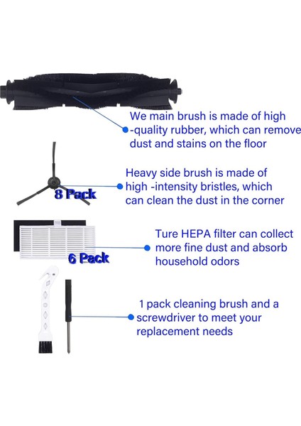 Fırça Filtreleri Yedek Aksesuarlar Kit Ihome Autovac Nova Self Self Ihrv6-Blk, Ulturik T10 Robot Vakum (Yurt Dışından) fırsatları