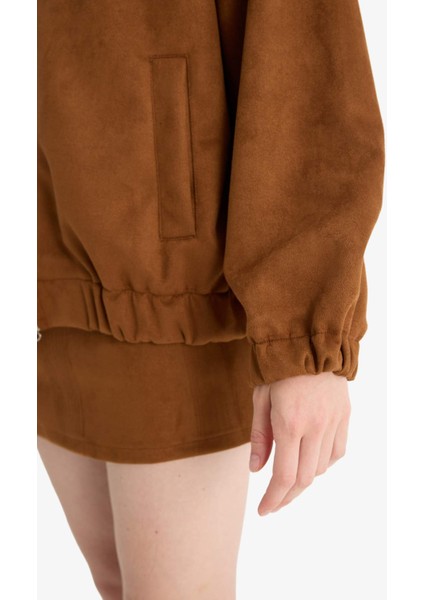 Fermuarlı Süet Bomber Ceket F7759AX25AU