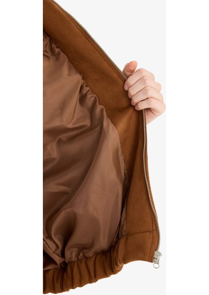 Fermuarlı Süet Bomber Ceket F7759AX25AU