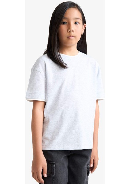 Kız Çocuk Relax Fit Ribana Kısa Kollu Tişört F8488A825HS