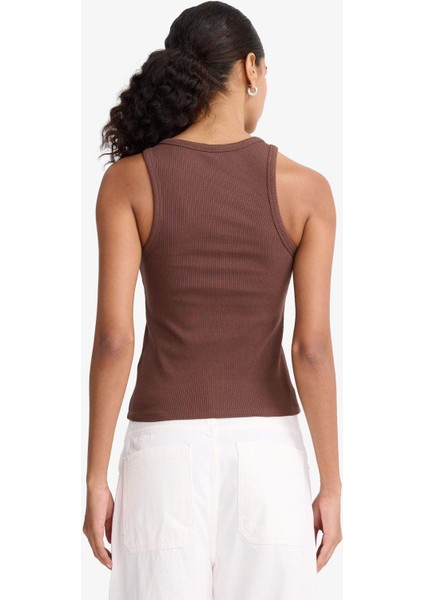 Slim Fit Dar Kesim Bisiklet Yaka Fitilli Kaşkorse Atlet F4994AX25AU