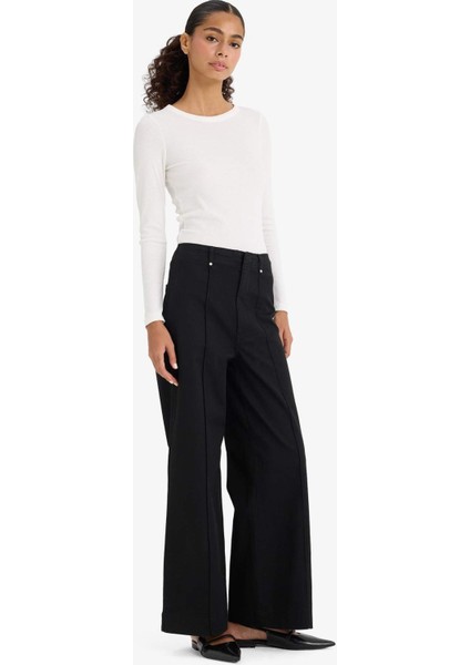 Wide Leg Cepli Yüksek Bel Gabardin Pantolon F1649AX25AU