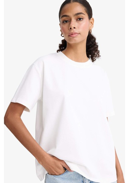 Regular Fit Bisiklet Yaka Basic Düz Premium Kısa Kollu Tişört F7105AX25AU