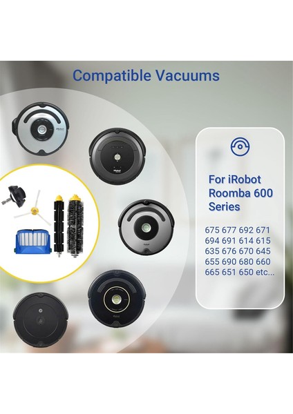 Irobot Roomba Için Yedek Parçalar 600 Serisi 692 675 677 671 694 614 691 670 615 676 639 621 679 Robotik Vakum Parçaları (Yurt Dışından) modelleri