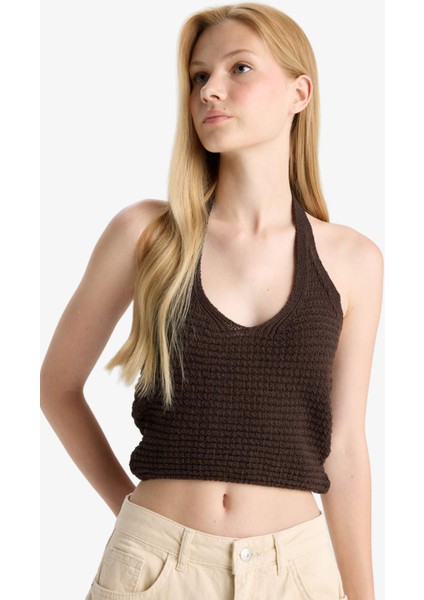 Slim Fit Dar Kesim Halter Yaka Triko Atlet F8367AX25HS
