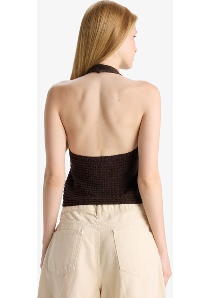 Slim Fit Dar Kesim Halter Yaka Triko Atlet F8367AX25HS