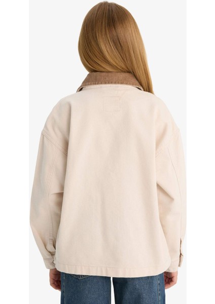 Kız Çocuk Okul Kontrast Yakalı Gabardin Ceket F7518A825AU