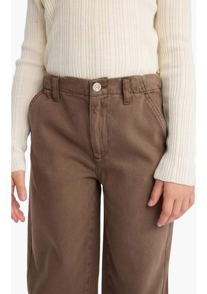 Kız Çocuk Balloon Fit Oval Paça Gabardin Okul Pantolonu