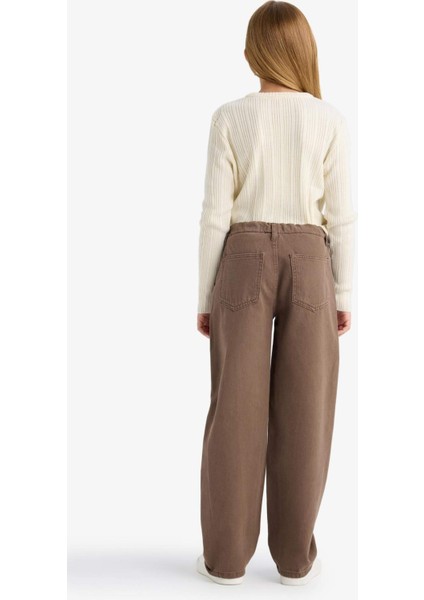 Kız Çocuk Balloon Fit Oval Paça Gabardin Okul Pantolonu