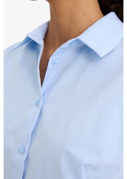 Fitted Poplin Kısa Kollu Gömlek