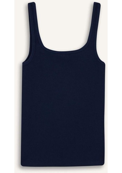 Slim Fit Dar Kesim Basic Düz Yuvarlak Yaka Fitilli Kaşkorse Atlet E5540AX25AU