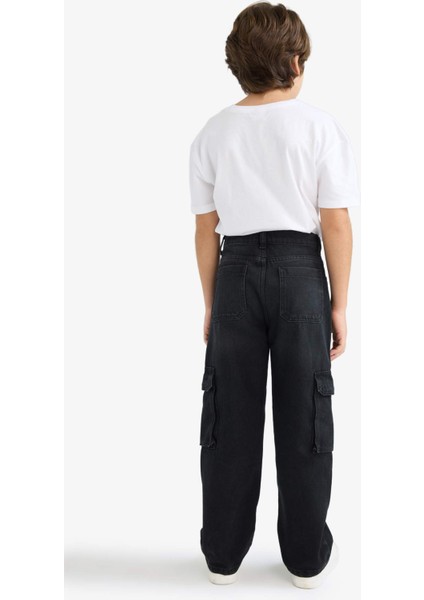Erkek Çocuk Kargo Fit Düz Paça Jean Pantolon F0489A825AU