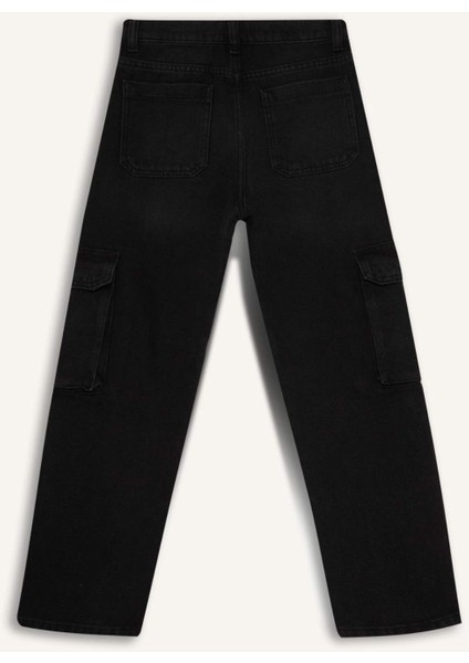 Erkek Çocuk Kargo Fit Düz Paça Jean Pantolon F0489A825AU