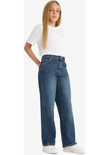 Kız Çocuk Okul Balloon Fit Geniş Paça Jean Pantolon F7541A825AU