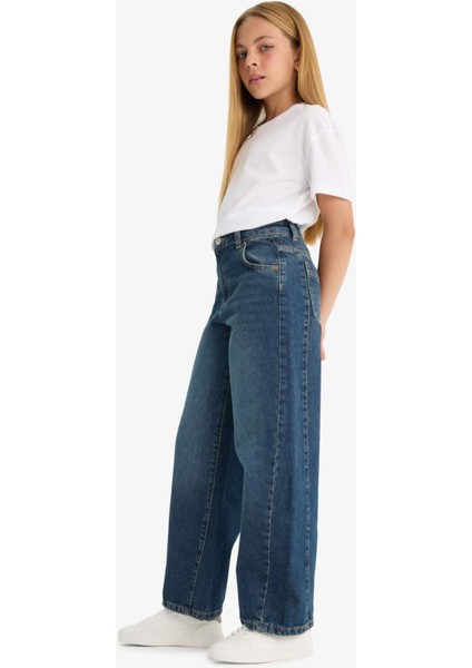 Kız Çocuk Okul Balloon Fit Geniş Paça Jean Pantolon F7541A825AU