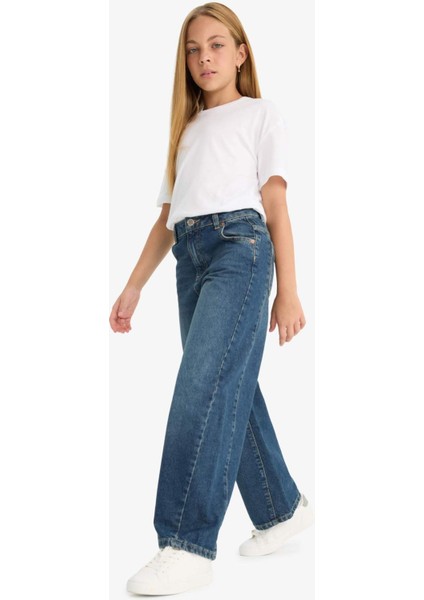 Kız Çocuk Okul Balloon Fit Geniş Paça Jean Pantolon F7541A825AU